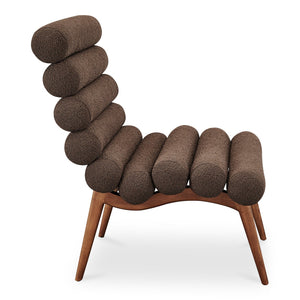 Moe's Home Arlo Accent Chair - Playful 70s-inspired Design With Textured Boucle Fabric And Mid-century Legs Brown Upholstery, 100% Polyester,Ash Wood Legs Ew-1013-20