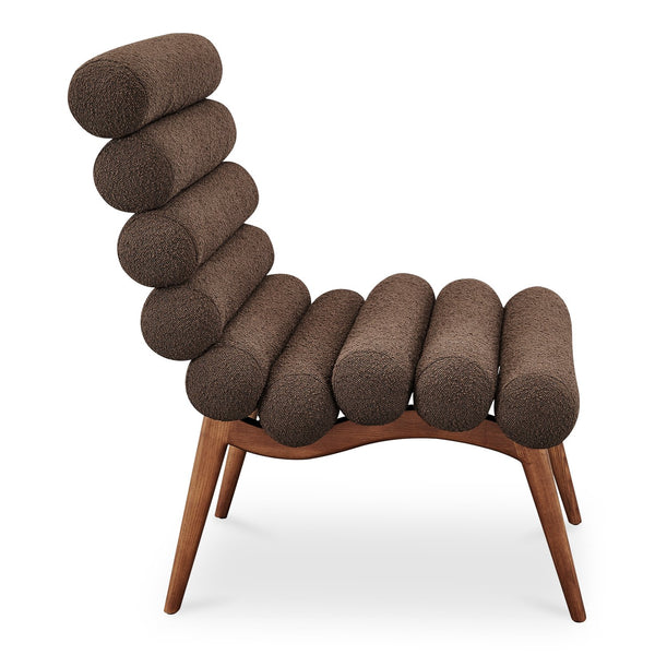 Moe's Home Arlo Accent Chair - Playful 70s-inspired Design With Textured Boucle Fabric And Mid-century Legs Brown Upholstery, 100% Polyester,Ash Wood Legs Ew-1013-20