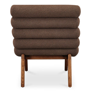 Moe's Home Arlo Accent Chair - Playful 70s-inspired Design With Textured Boucle Fabric And Mid-century Legs Brown Upholstery, 100% Polyester,Ash Wood Legs Ew-1013-20