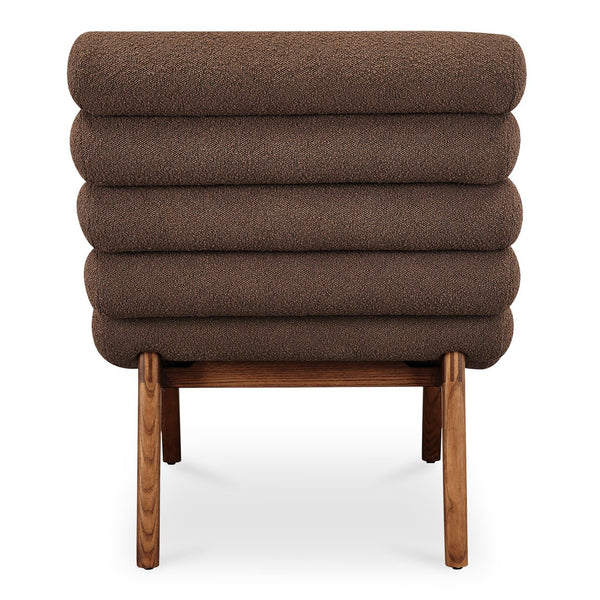 Moe's Home Arlo Accent Chair - Playful 70s-inspired Design With Textured Boucle Fabric And Mid-century Legs Brown Upholstery, 100% Polyester,Ash Wood Legs Ew-1013-20