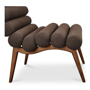 Moe's Home Arlo Accent Chair - Playful 70s-inspired Design With Textured Boucle Fabric And Mid-century Legs Brown Upholstery, 100% Polyester,Ash Wood Legs Ew-1013-20