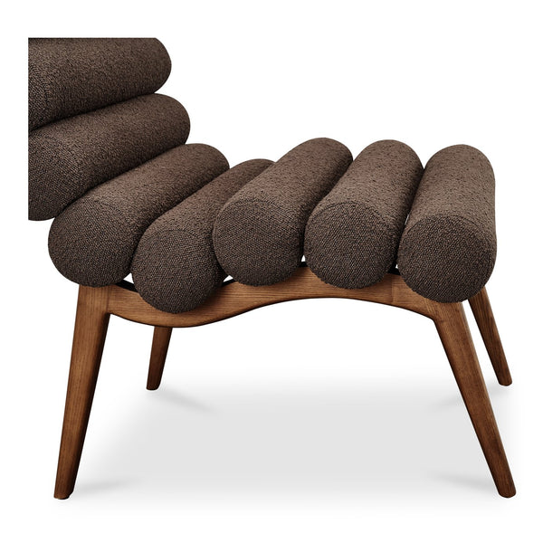 Moe's Home Arlo Accent Chair - Playful 70s-inspired Design With Textured Boucle Fabric And Mid-century Legs Brown Upholstery, 100% Polyester,Ash Wood Legs Ew-1013-20