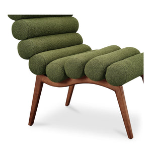 Moe's Home Arlo Accent Chair - Playful 70s-inspired Design With Textured Boucle Fabric And Mid-century Legs Green Upholstery, 100% Polyester,Ash Wood Legs Ew-1013-27