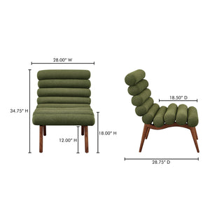 Moe's Home Arlo Accent Chair - Playful 70s-inspired Design With Textured Boucle Fabric And Mid-century Legs Green Upholstery, 100% Polyester,Ash Wood Legs Ew-1013-27