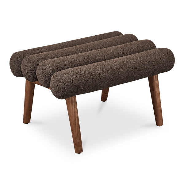 Moe's Home Arlo Stool - Mid-century Modern Style With Playful Design And Textured Boucle Upholstery Brown Upholstery, 100% Polyester,Ash Wood Legs Ew-1014-20