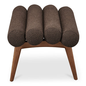 Moe's Home Arlo Stool - Mid-century Modern Style With Playful Design And Textured Boucle Upholstery Brown Upholstery, 100% Polyester,Ash Wood Legs Ew-1014-20
