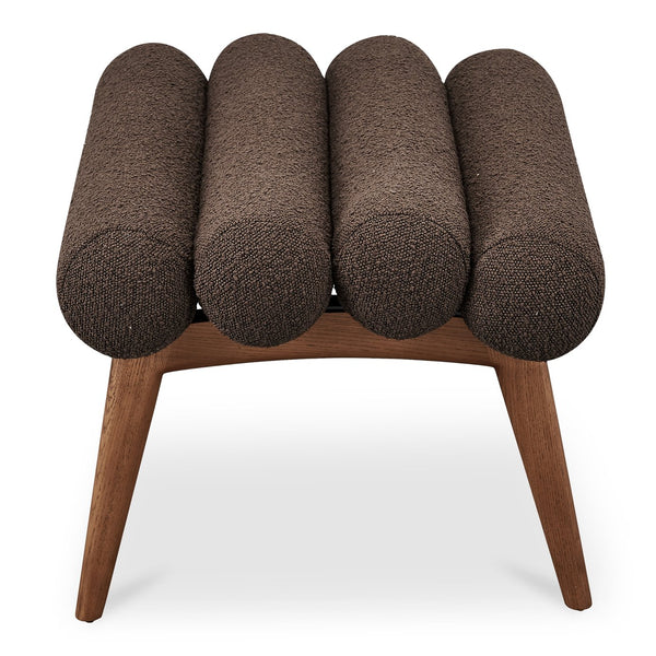 Moe's Home Arlo Stool - Mid-century Modern Style With Playful Design And Textured Boucle Upholstery Brown Upholstery, 100% Polyester,Ash Wood Legs Ew-1014-20