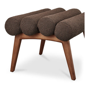 Moe's Home Arlo Stool - Mid-century Modern Style With Playful Design And Textured Boucle Upholstery Brown Upholstery, 100% Polyester,Ash Wood Legs Ew-1014-20