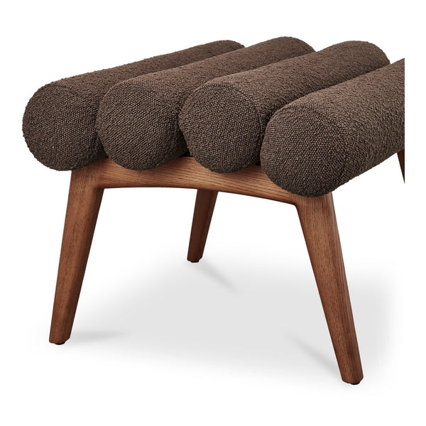Moe's Home Arlo Stool - Mid-century Modern Style With Playful Design And Textured Boucle Upholstery Brown Upholstery, 100% Polyester,Ash Wood Legs Ew-1014-20