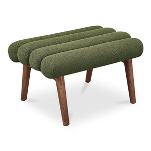 Moe's Home Arlo Stool - Mid-century Modern Style With Playful Design And Textured Boucle Upholstery Green Upholstery, 100% Polyester,Ash Wood Legs Ew-1014-27