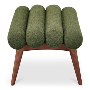 Moe's Home Arlo Stool - Mid-century Modern Style With Playful Design And Textured Boucle Upholstery Green Upholstery, 100% Polyester,Ash Wood Legs Ew-1014-27