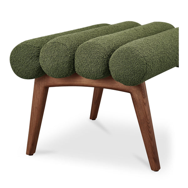 Moe's Home Arlo Stool - Mid-century Modern Style With Playful Design And Textured Boucle Upholstery Green Upholstery, 100% Polyester,Ash Wood Legs Ew-1014-27