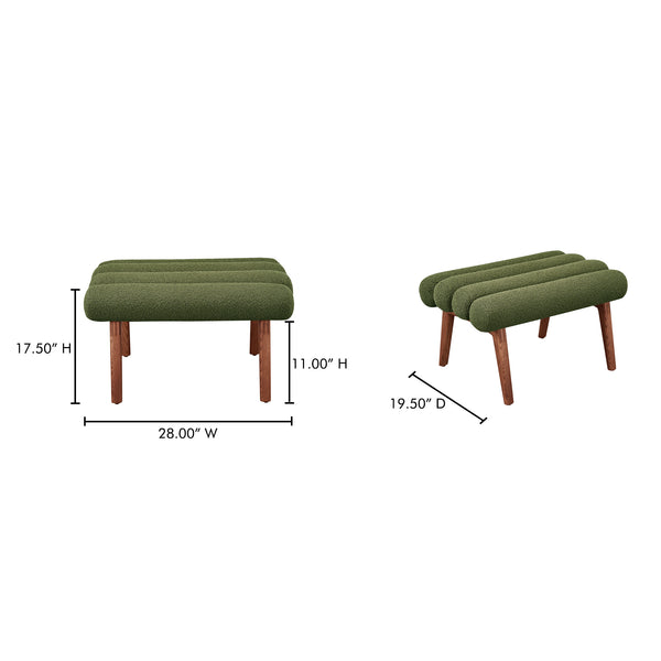 Moe's Home Arlo Stool - Mid-century Modern Style With Playful Design And Textured Boucle Upholstery Green Upholstery, 100% Polyester,Ash Wood Legs Ew-1014-27