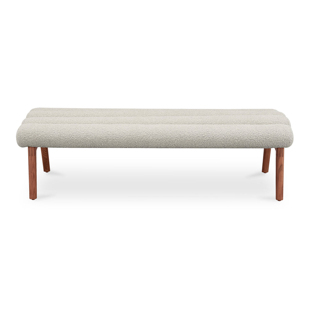 Moe's Home Arlo Bench: Mid-century Modern Design With Textured Boucle Upholstery And Stylish Solid Ash Legs Brown Upholstery, 100% Polyester,Ash Wood Legs Ew-1015-14