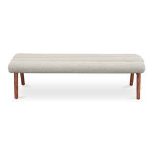 Moe's Home Arlo Bench: Mid-century Modern Design With Textured Boucle Upholstery And Stylish Solid Ash Legs Brown Upholstery, 100% Polyester,Ash Wood Legs Ew-1015-14