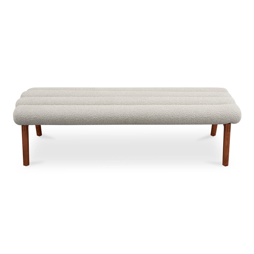 Moe's Home Arlo Bench: Mid-century Modern Design With Textured Boucle Upholstery And Stylish Solid Ash Legs Brown Upholstery, 100% Polyester,Ash Wood Legs Ew-1015-14
