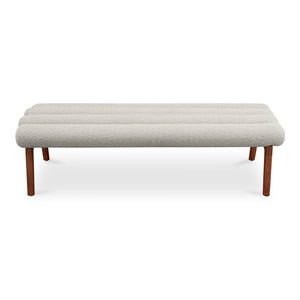 Moe's Home Arlo Bench: Mid-century Modern Design With Textured Boucle Upholstery And Stylish Solid Ash Legs Brown Upholstery, 100% Polyester,Ash Wood Legs Ew-1015-14