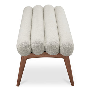 Moe's Home Arlo Bench: Mid-century Modern Design With Textured Boucle Upholstery And Stylish Solid Ash Legs Brown Upholstery, 100% Polyester,Ash Wood Legs Ew-1015-14