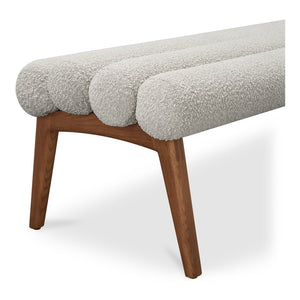 Moe's Home Arlo Bench: Mid-century Modern Design With Textured Boucle Upholstery And Stylish Solid Ash Legs Brown Upholstery, 100% Polyester,Ash Wood Legs Ew-1015-14
