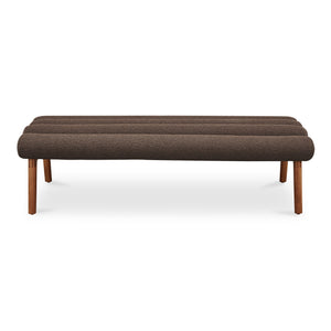 Moe's Home Arlo Bench: Mid-century Modern Design With Textured Boucle Upholstery And Stylish Solid Ash Legs Brown Upholstery, 100% Polyester,Ash Wood Legs Ew-1015-20