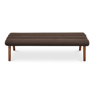 Moe's Home Arlo Bench: Mid-century Modern Design With Textured Boucle Upholstery And Stylish Solid Ash Legs Brown Upholstery, 100% Polyester,Ash Wood Legs Ew-1015-20