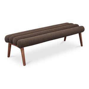 Moe's Home Arlo Bench: Mid-century Modern Design With Textured Boucle Upholstery And Stylish Solid Ash Legs Brown Upholstery, 100% Polyester,Ash Wood Legs Ew-1015-20