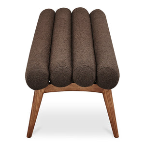 Moe's Home Arlo Bench: Mid-century Modern Design With Textured Boucle Upholstery And Stylish Solid Ash Legs Brown Upholstery, 100% Polyester,Ash Wood Legs Ew-1015-20