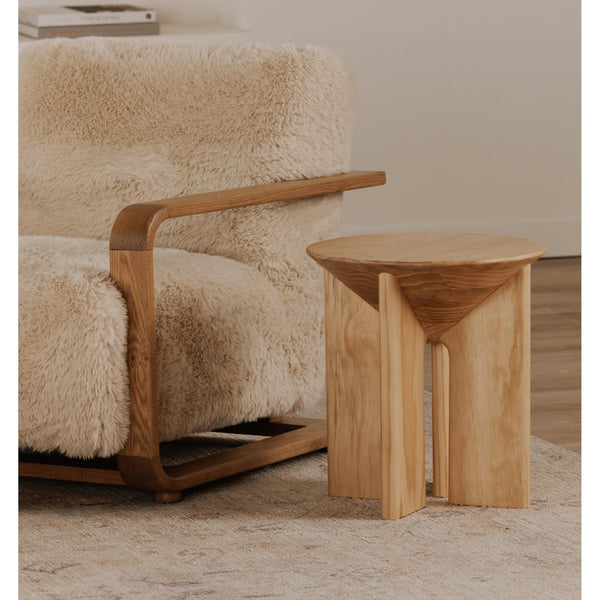 Moe's Home Nekko Accent Table Inspired By Okinawa's Roots – Unique Solid Pine Craftsmanship For Your Home Natural Solid Pine Ew-1016-24