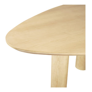 Moe's Home Finley Dining Table - Stylish Rounded Triangle Design For 6, Durable Ash Veneer And Timeless Elegance Natural Ash Veneer Over Mdf Ew-1019-24-0