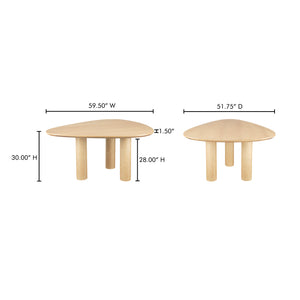 Moe's Home Finley Dining Table - Stylish Rounded Triangle Design For 6, Durable Ash Veneer And Timeless Elegance Natural Ash Veneer Over Mdf Ew-1019-24-0