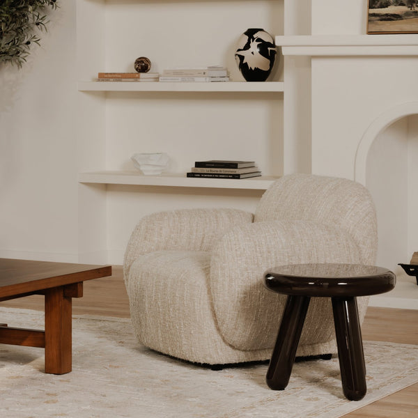 Moe's Home Joy Accent Table - Playful Balloon Design With High-gloss Finish, Perfect For Any Living Space! Brown Mdf With High,Gloss Lacquer,Rubber Wood Legs Ew-1020-20