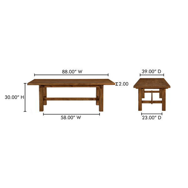 Moe's Home Mikoshi Dining Table - Solid Pine Craftsmanship With Unique Character, Perfect For Family Gatherings Brown Solid Pine Ew-1025-03-0