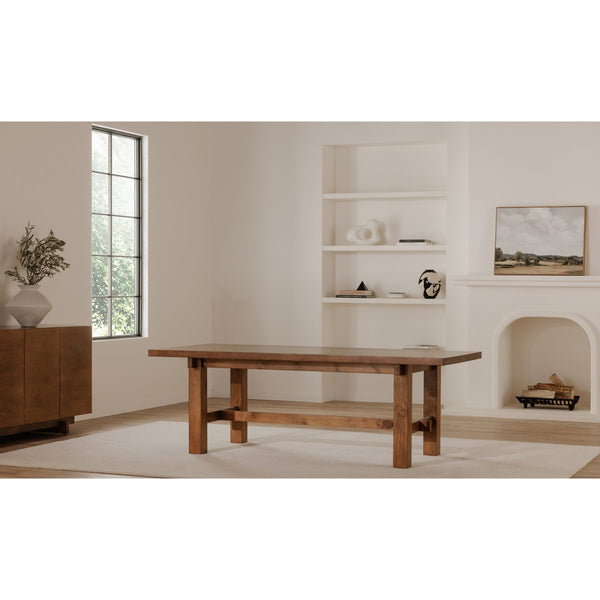Moe's Home Mikoshi Dining Table - Solid Pine Craftsmanship With Unique Character, Perfect For Family Gatherings Brown Solid Pine Ew-1026-03-0