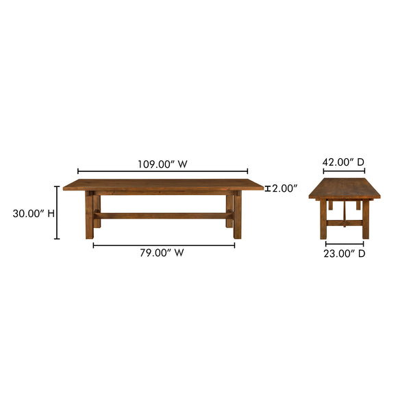 Moe's Home Mikoshi Dining Table - Solid Pine Craftsmanship With Unique Character, Perfect For Family Gatherings Brown Solid Pine Ew-1026-03-0