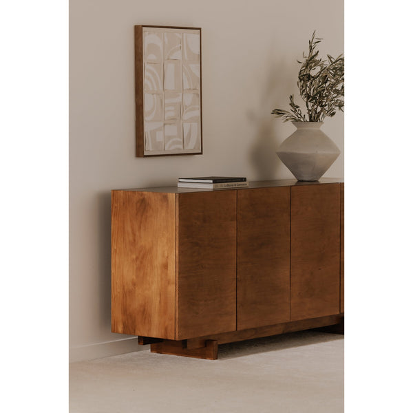 Moe's Home Mikoshi Sideboard Inspired By Japanese Festivals, Solid Pine Craftsmanship For Timeless Elegance Brown Solid Pine Ew-1027-03