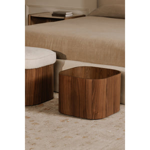 Moe's Home Sonny Stool - Elegant Walnut Veneer With Lift-top Storage & Plush Oatmeal Upholstery For Any Space Brown Upholstery, 92% Polyester,8% Cotton,Walnut Veener & Solid Ash Frame Base Ew-1029-03