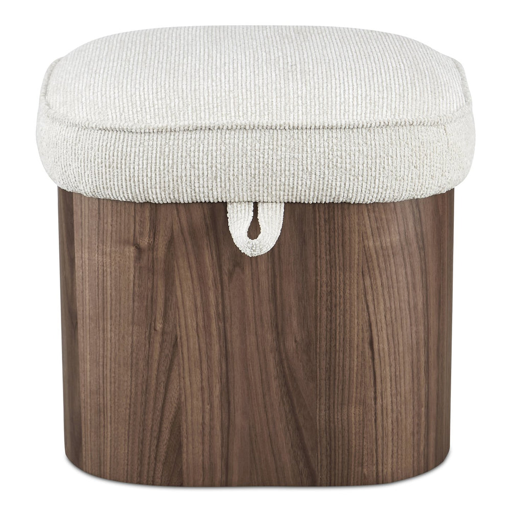 Moe's Home Sonny Stool - Elegant Walnut Veneer With Lift-top Storage & Plush Oatmeal Upholstery For Any Space Brown Upholstery, 92% Polyester,8% Cotton,Walnut Veener & Solid Ash Frame Base Ew-1029-03