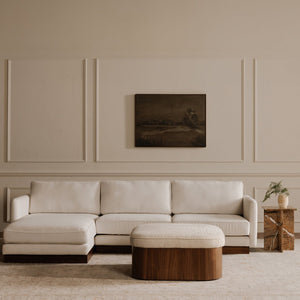 Moe's Home Sonny Ottoman - Elegant Hydraulic Lift Storage Ottoman With Plush Oatmeal Upholstery And Curved Design Brown Upholstery, 92% Polyester,8% Cotton,Walnut Veener & Solid Ash Frame Base Ew-1030-03