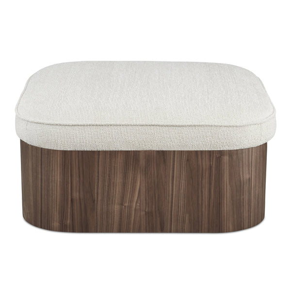 Moe's Home Sonny Ottoman - Elegant Hydraulic Lift Storage Ottoman With Plush Oatmeal Upholstery And Curved Design Brown Upholstery, 92% Polyester,8% Cotton,Walnut Veener & Solid Ash Frame Base Ew-1030-03