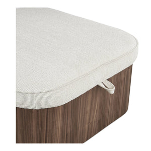 Moe's Home Sonny Ottoman - Elegant Hydraulic Lift Storage Ottoman With Plush Oatmeal Upholstery And Curved Design Brown Upholstery, 92% Polyester,8% Cotton,Walnut Veener & Solid Ash Frame Base Ew-1030-03