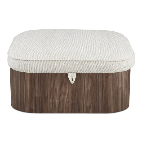 Moe's Home Sonny Ottoman - Elegant Hydraulic Lift Storage Ottoman With Plush Oatmeal Upholstery And Curved Design Brown Upholstery, 92% Polyester,8% Cotton,Walnut Veener & Solid Ash Frame Base Ew-1030-03