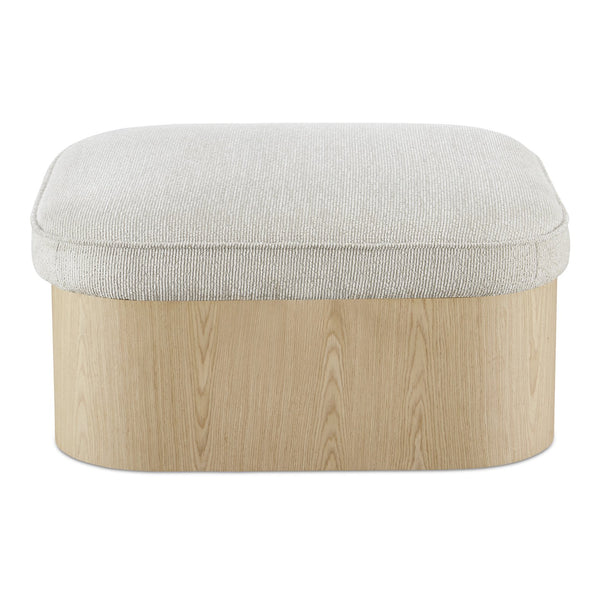 Moe's Home Sonny Ottoman - Elegant Hydraulic Lift Storage Ottoman With Plush Oatmeal Upholstery And Curved Design Natural Upholstery, 92% Polyester,8% Cotton,Ash Veener & Solid Ash Frame Base Ew-1030-24