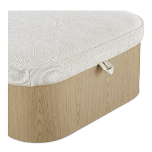 Moe's Home Sonny Ottoman - Elegant Hydraulic Lift Storage Ottoman With Plush Oatmeal Upholstery And Curved Design Natural Upholstery, 92% Polyester,8% Cotton,Ash Veener & Solid Ash Frame Base Ew-1030-24
