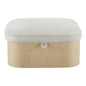 Moe's Home Sonny Ottoman - Elegant Hydraulic Lift Storage Ottoman With Plush Oatmeal Upholstery And Curved Design Natural Upholstery, 92% Polyester,8% Cotton,Ash Veener & Solid Ash Frame Base Ew-1030-24