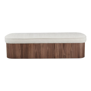 Moe's Home Sonny Elegant Storage Bench With Hydraulic Lift Top And Plush Oatmeal Upholstery For Stylish Comfort Brown Upholstery, 92% Polyester,8% Cotton,Walnut Veener & Solid Ash Frame Base Ew-1031-03