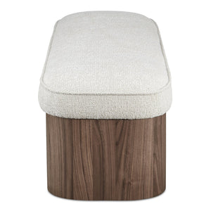 Moe's Home Sonny Elegant Storage Bench With Hydraulic Lift Top And Plush Oatmeal Upholstery For Stylish Comfort Brown Upholstery, 92% Polyester,8% Cotton,Walnut Veener & Solid Ash Frame Base Ew-1031-03