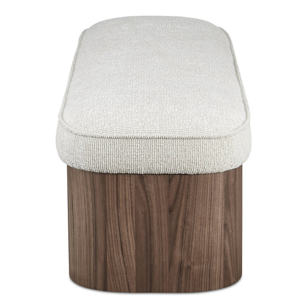 Moe's Home Sonny Elegant Storage Bench With Hydraulic Lift Top And Plush Oatmeal Upholstery For Stylish Comfort Brown Upholstery, 92% Polyester,8% Cotton,Walnut Veener & Solid Ash Frame Base Ew-1031-03