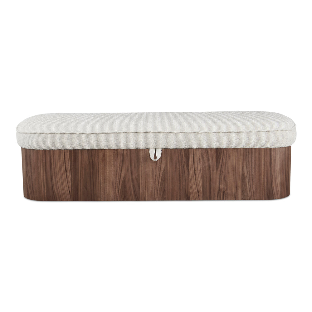 Moe's Home Sonny Elegant Storage Bench With Hydraulic Lift Top And Plush Oatmeal Upholstery For Stylish Comfort Brown Upholstery, 92% Polyester,8% Cotton,Walnut Veener & Solid Ash Frame Base Ew-1031-03