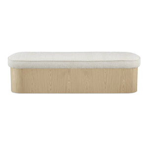 Moe's Home Sonny Elegant Storage Bench With Hydraulic Lift Top And Plush Oatmeal Upholstery For Stylish Comfort Natural Upholstery, 92% Polyester,8% Cotton,Ash Veener & Solid Ash Frame Base Ew-1031-24