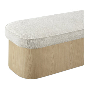 Moe's Home Sonny Elegant Storage Bench With Hydraulic Lift Top And Plush Oatmeal Upholstery For Stylish Comfort Natural Upholstery, 92% Polyester,8% Cotton,Ash Veener & Solid Ash Frame Base Ew-1031-24